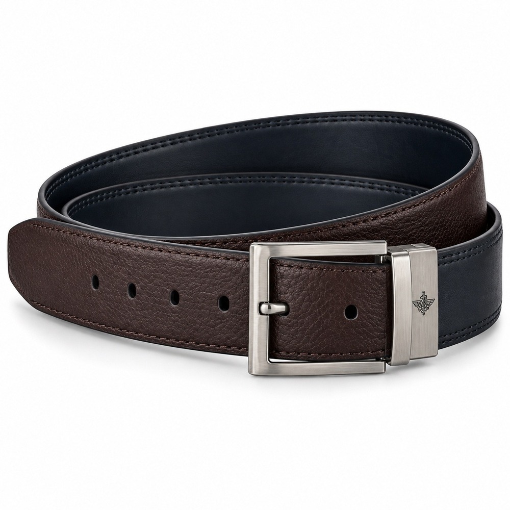 Dockers Mens Reversible Belt Black Brown Gunmetal Buckle Size Large 38-40